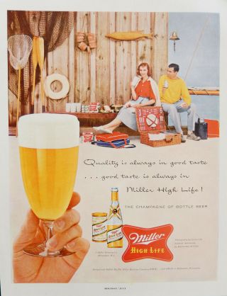 Vintage 1957 Miller High Life Beer Advertisement Print Ad Art