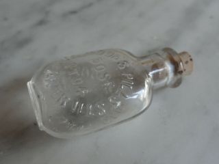 Vintage C I Hood & Co Pill Bottle Cure Liver Ills Lowell Mass Glass 1 - 4 Dose