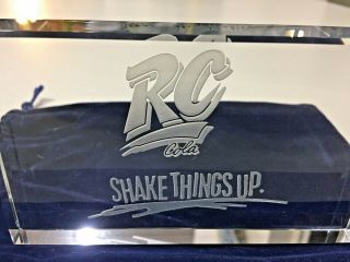 Vintage 90s Rc Cola - Royal Crown Soda Glass Paperweight - Shake Things Up Campaign