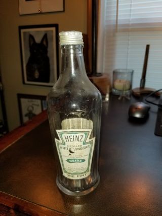 Vintage 1920s Heinz Distilled White Vinegar Paper Label Bottle