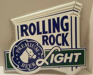 Rolling Rock Light Beer Sign Latrobe Pa Breweriana Tin Green 1998 Premium