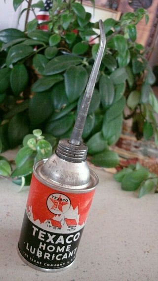 Vintage Texaco Home Lube Oil Can 6 1/2 " Tall With Spout