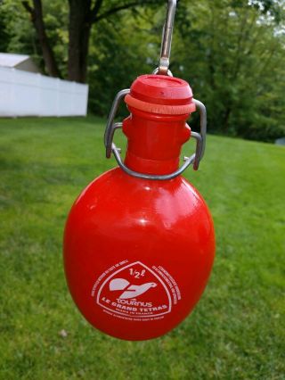 Vintage Tournas Le Grand Tetras French Water Bottle Canteen Flask 1/2L Red Alum 3