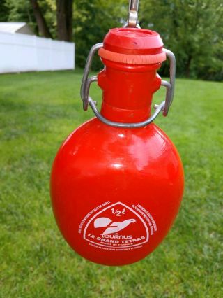 Vintage Tournas Le Grand Tetras French Water Bottle Canteen Flask 1/2L Red Alum 5