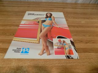 Nos 1973 Ditzler Paint Advertising Poster/sign Pin Up Girl,  Ford Mustang Grande