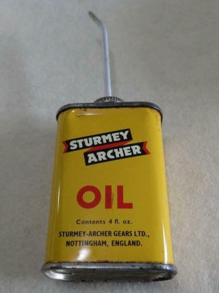 Uncommon 4 Oz Size Sturmey Archer Bicycle Oil Can - Handy Household Oiler Tin