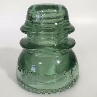 McLaughlin No 42 Telephone Electric Wire Green Glass Insulator Made in USA Vtg 2