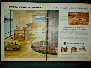 1963 Future Futuristic House Motorola Tv Phonograph Vintage Trade 2 Pg Print Ad