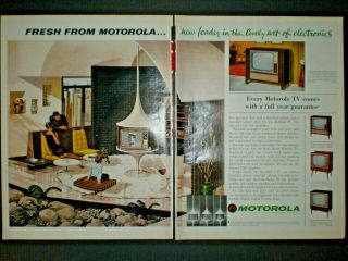 1963 Future Futuristic House Motorola Tv Television Vintage Trade 2 Pg Print Ad