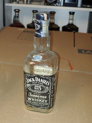 Vintage Jack Daniels Whiskey Bottle 1976 Black Label 4/5 Quart Empty 90 Proof