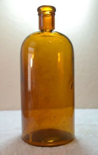 Antique Amber Bulk Storage Bottle,  Internal Threaded In Neck,  1890’s