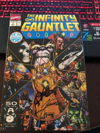 Infinity Gauntlet 1 Double Signed By Starlin And Perez - - Thanos Mcu