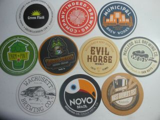 10 Craft Beer Coasters - Evil Horse,  Indeed,  Redwood Curtain,  Macloud,  Municipal,  Novo