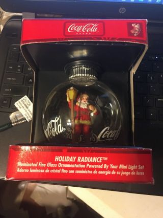 Coca - Cola Holiday Radiance Light & Motion Christmas Ornament Santa With Coke