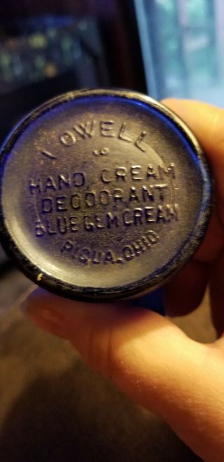 Cobalt Top Hat Lowell Hand Cream Deoderant Blue Gem Cream Piqua Ohio Ashtray