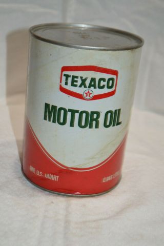 Vintage Gulf Texaco Quart Motor Oil Can Full Advertising Man Cave 1960s
