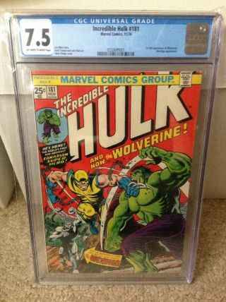 Incredible Hulk 181 Cgc 7.  5 Ow/w 1st Wolverine