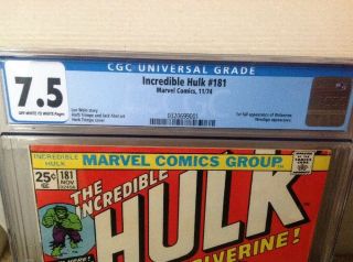 Incredible Hulk 181 CGC 7.  5 OW/W 1st Wolverine 4