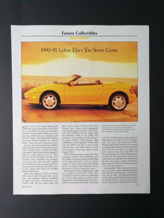 1990 - 1991 Lotus Elan - 3 Page Article