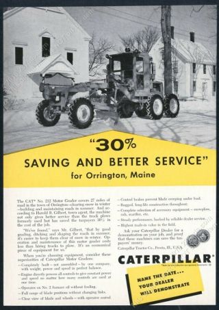 1954 Cat Caterpillar Road Motor Grader Orrington Maine Photo Trade Print Ad