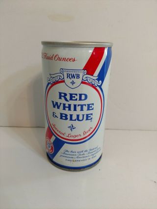 Vintage Rare Find Pabst Red,  White & Blue Steel Straight Pull Can