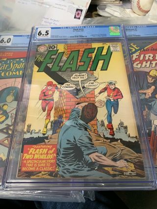 Dc Comics Flash 123 1961 Cgc 6.  5 Ow/wp 1st Sa Jay Garrick Flash Of Two Worlds