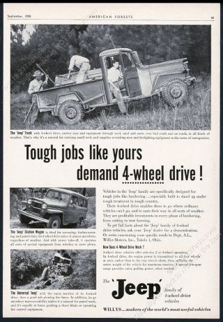 1955 Jeep Pickup Truck Station Wagon Universal Cj Photo Vintage Trade Print Ad