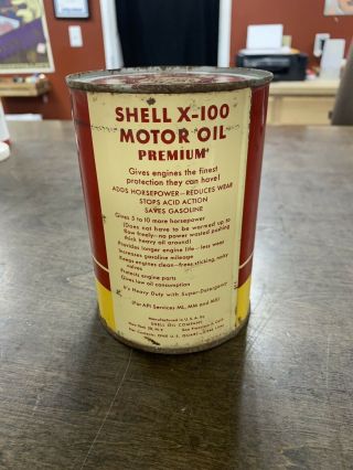 Shell X - 100 Premium Motor Oil Can - 5W - 20 - Opened From Bottom - Great Display 3