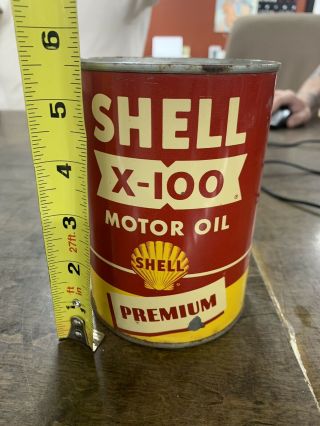 Shell X - 100 Premium Motor Oil Can - 5W - 20 - Opened From Bottom - Great Display 5