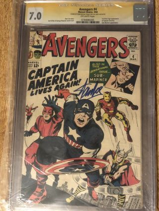 Avengers 4 Cgc 7.  0 Signature Series Signed By Stan The Man Lee