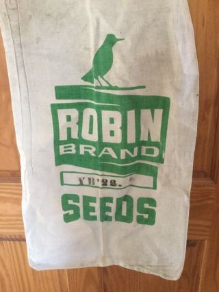 Vintage Robin Brand Seeds Cloth Sack.  Green