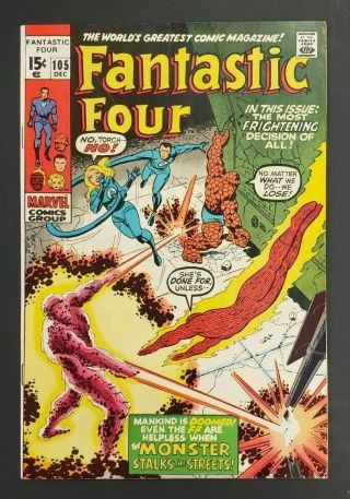 1970 Dec.  No.  105 Marvel Comic Book Fantastic Four 15 Cents Cs1