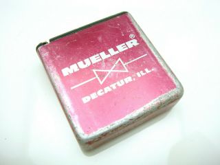 Vintage Mueller Water Products Pocket Tape Measure Advertising Decatur Illinois