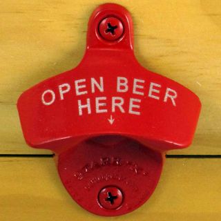 Red Open Beer Here Starr X Wall Mount Bottle Opener Powder Coated,  Engraved