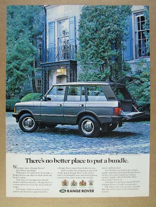 1990 Range Rover Classic Driveway House Photo Vintage Print Ad