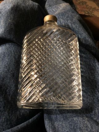 Vintage Glass Whiskey Flask Swirl Glass Pat.  Date Feb 8 1927 12 Oz.