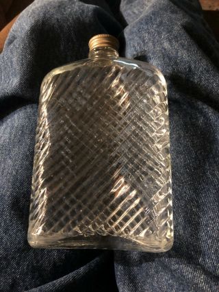 Vintage Glass Whiskey Flask Swirl Glass Pat.  Date Feb 8 1927 12 Oz. 2