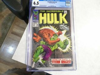 Incredible Hulk 106 Cgc 6.  5 Graded - Missing Link And Nick Fury,  Marvel 1968