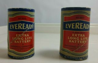 Vintage Pair Eveready D Battery No.  950 National Carbon Co.  1933