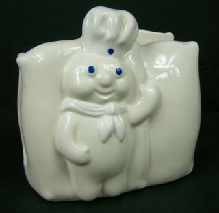 Vintage Pillsbury Doughboy Ceramic Napkin Holder Flour Sacks 1988 Dough Boy