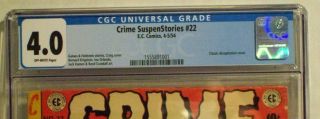 CRIME SUSPENSTORIES 22 - EC 1954 - CGC 4.  0 - CLASSIC CRAIG DECAPITATION COVER 3