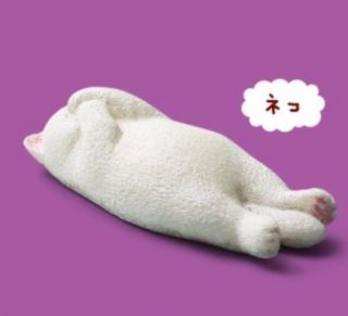 Japan Zoo Lazy Sleeping White Cat Kitten Animal Pvc Mini Figurine Figure Model