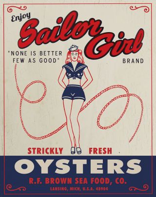 Vintage Sailor Girl Brand Oyster Can Art Print Lansing Mich