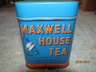 Vintage Maxwell House Tea Tin 3 1/2 X 2 3/4 Inch