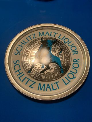 Schlitz Malt Liquor Bull Beer Metal Serving Tray - 10⅝ Inches