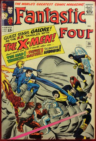 FANTASTIC FOUR 28 (Marvel 1964) PGX 8.  0 VF Very Fine X - MEN Cross Over,  CGC 2