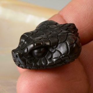 Snake Head Bead Buffalo Horn Art Carving For Bracelet Or Necklace Handmade 5.  62g