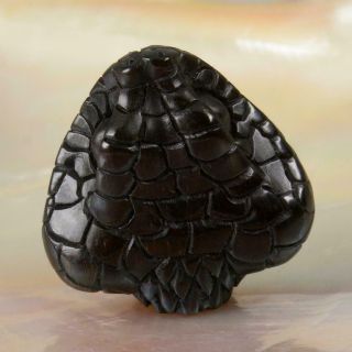 Snake Head Bead Buffalo Horn Art Carving for Bracelet or Necklace Handmade 5.  62g 3