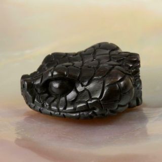 Snake Head Bead Buffalo Horn Art Carving for Bracelet or Necklace Handmade 5.  62g 5