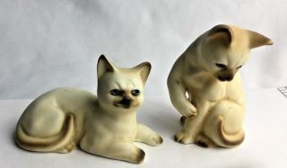 Vintage Lefton China Siamese Cats Kittens Set Of 2 Figurines